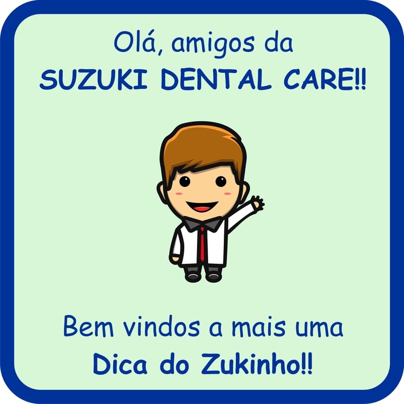 Mascote da Suzuki Dental Care, Zukinho, bonequinho animado vestido de dentista, acenando e dando boas vindas a mais uma dica do Zukinho.