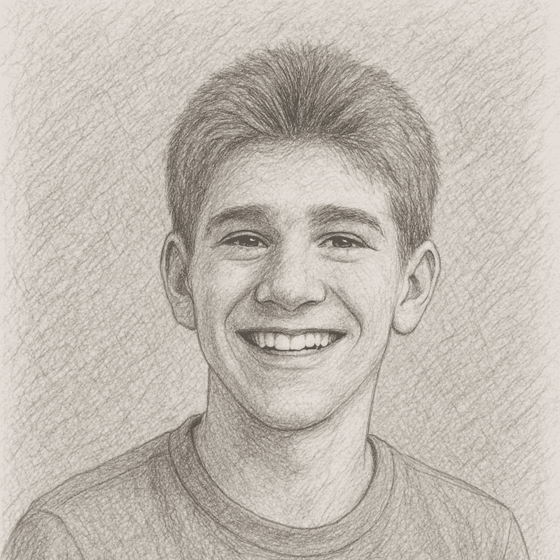 Imagem do Lucas sorrindo, após longo tratamento dentário, que lhe proporcionou um sorriso alinhado e bonito.